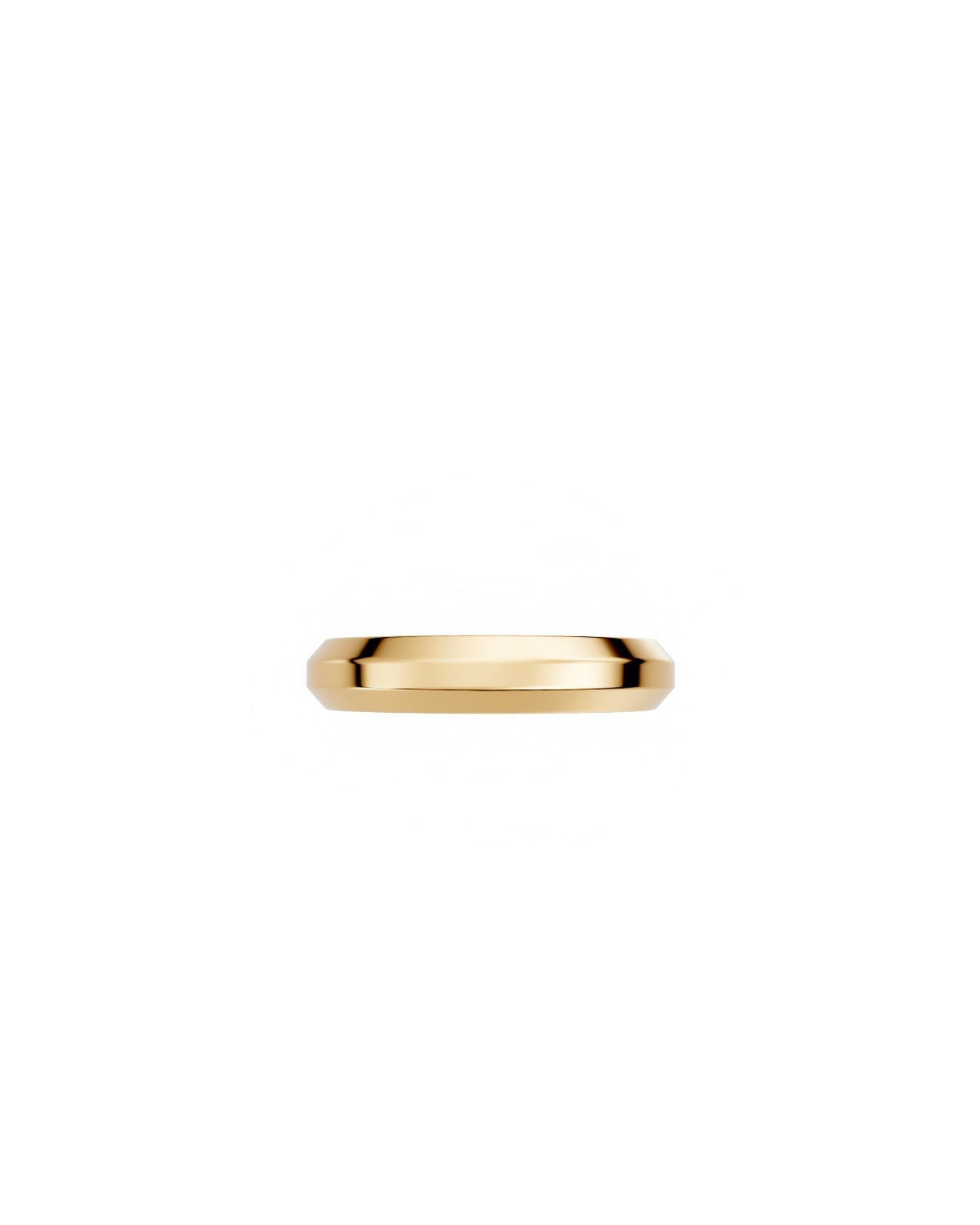 Bernard James Core III Wedding Band in yellow gold, three-facet profile, side view