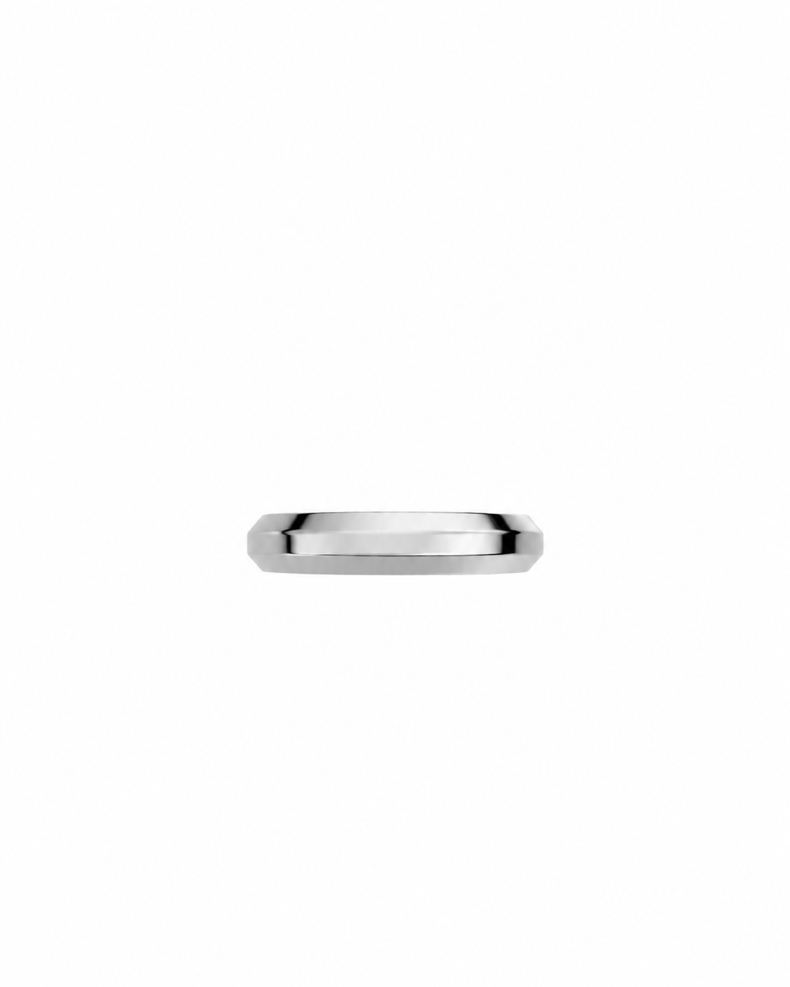Bernard James Core III Wedding Band in white gold, three-facet profile, side view