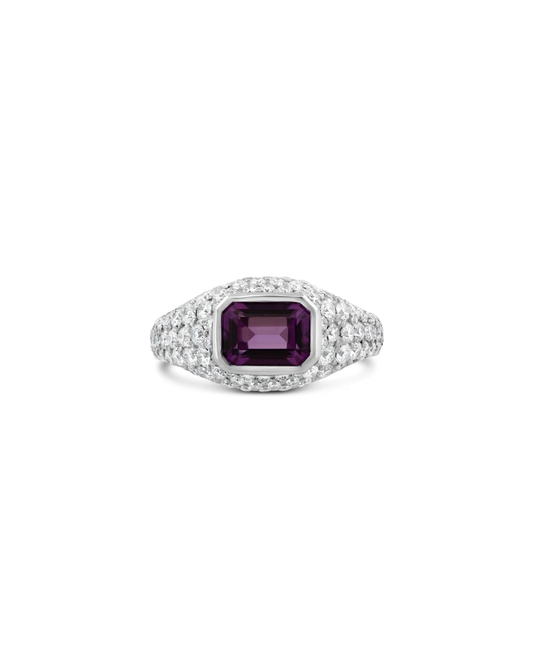 Amethyst Pavé White Diamond Signet Ring
