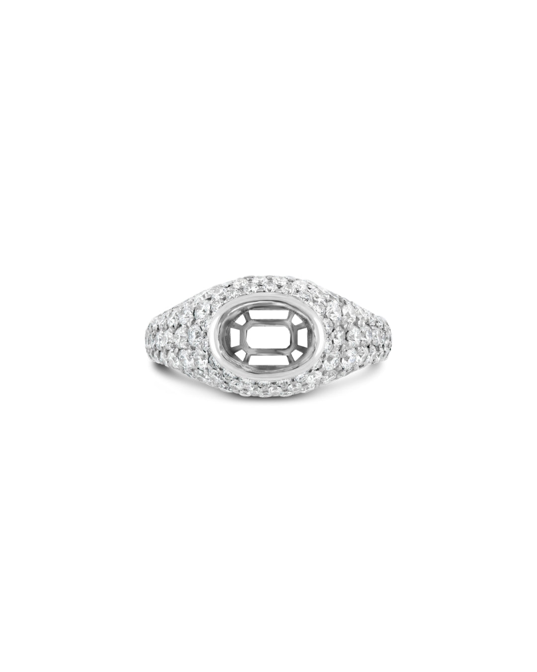 Portrait White Sapphire Pavé Diamond Signet Ring