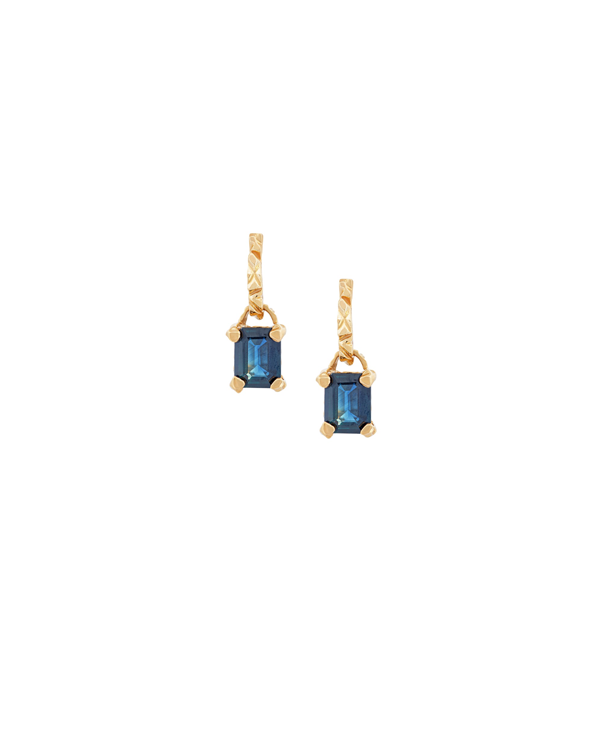 Mirror 18k Gold Sapphire Earrings