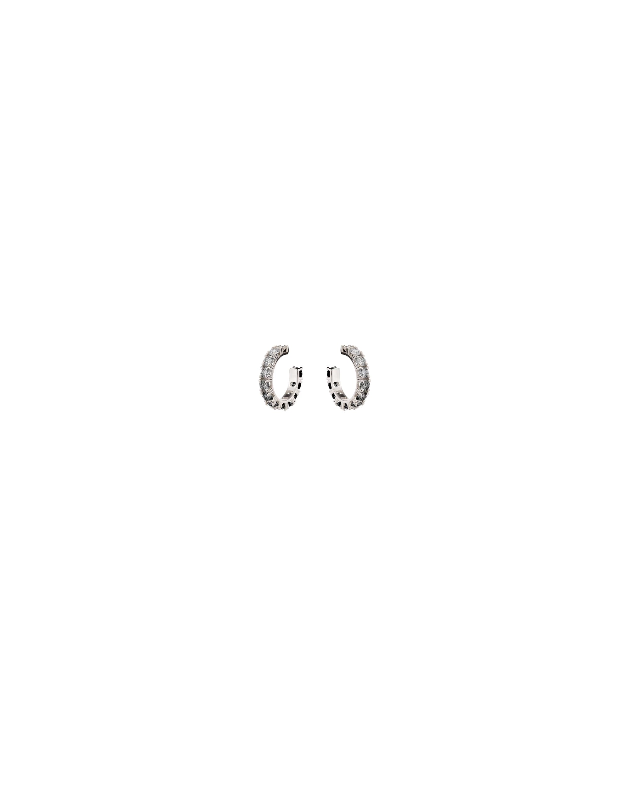 Spectrum Micro White & Black Diamond Hoop Earrings
