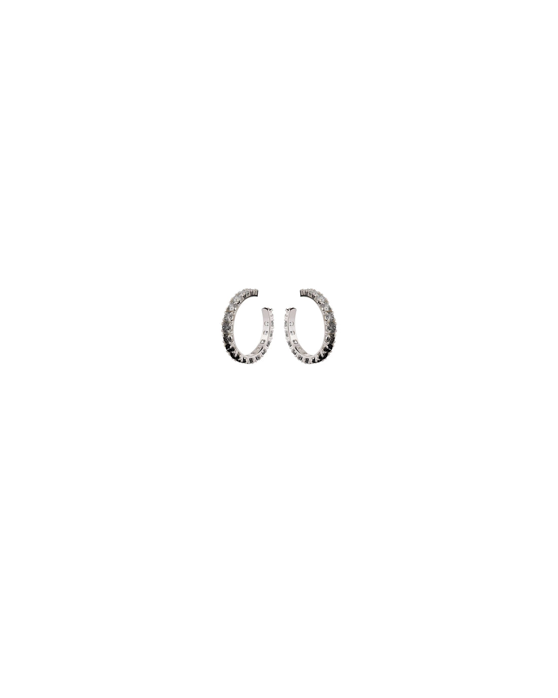Spectrum Midi White & Black Diamond Hoop Earrings