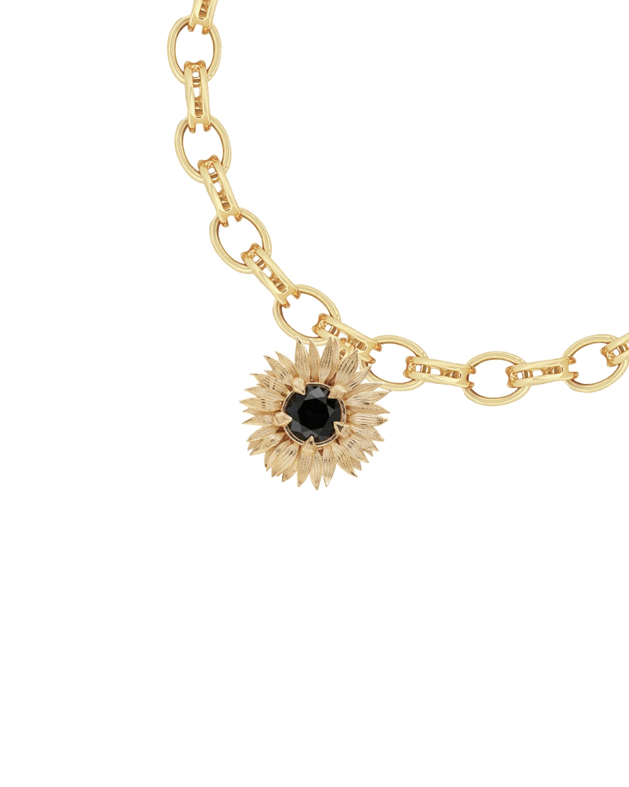 Maxi Sunflower Diamond Gold Charm Bracelet