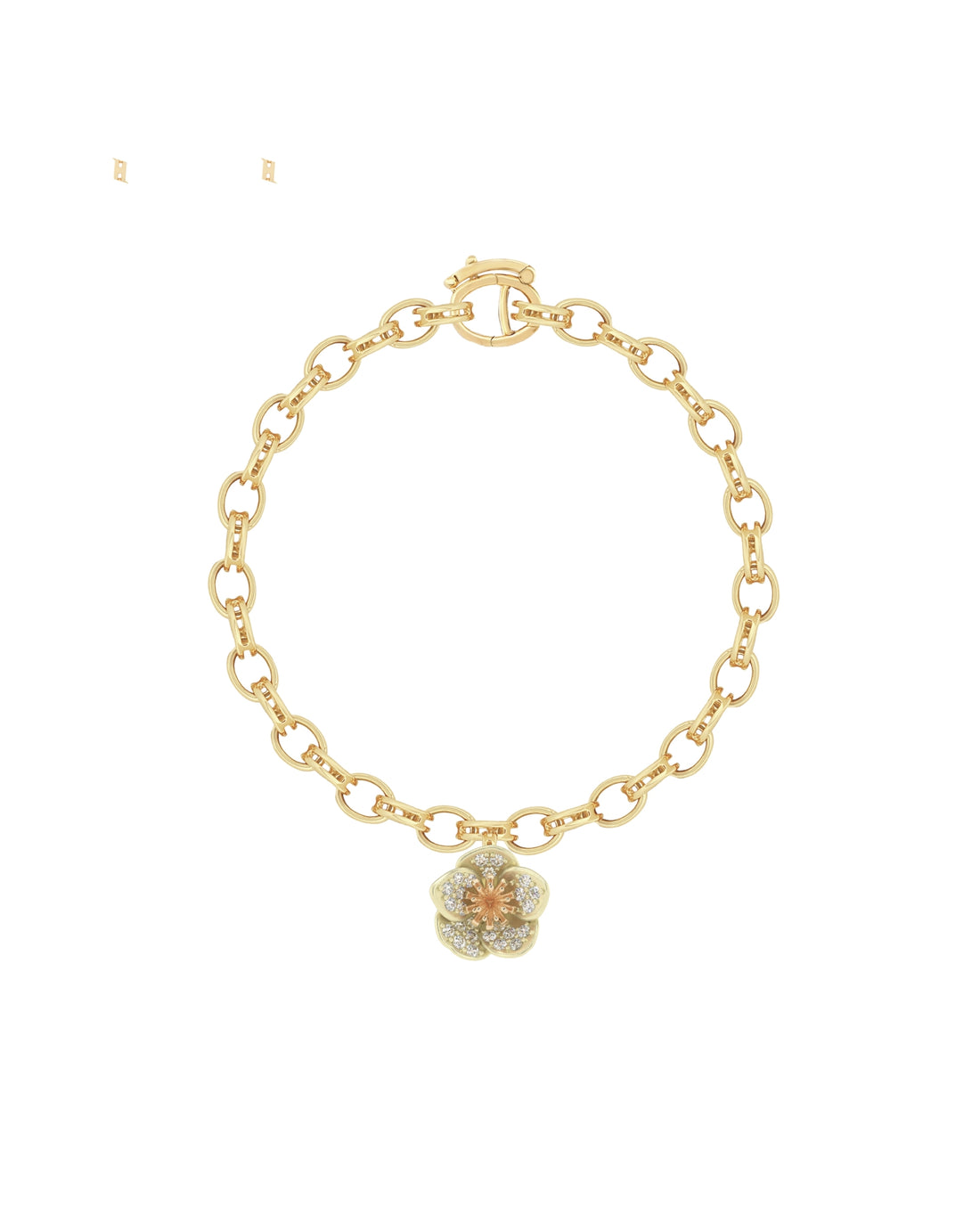 Flora Maxi Hellebore Pavé Diamond Charm Bracelet