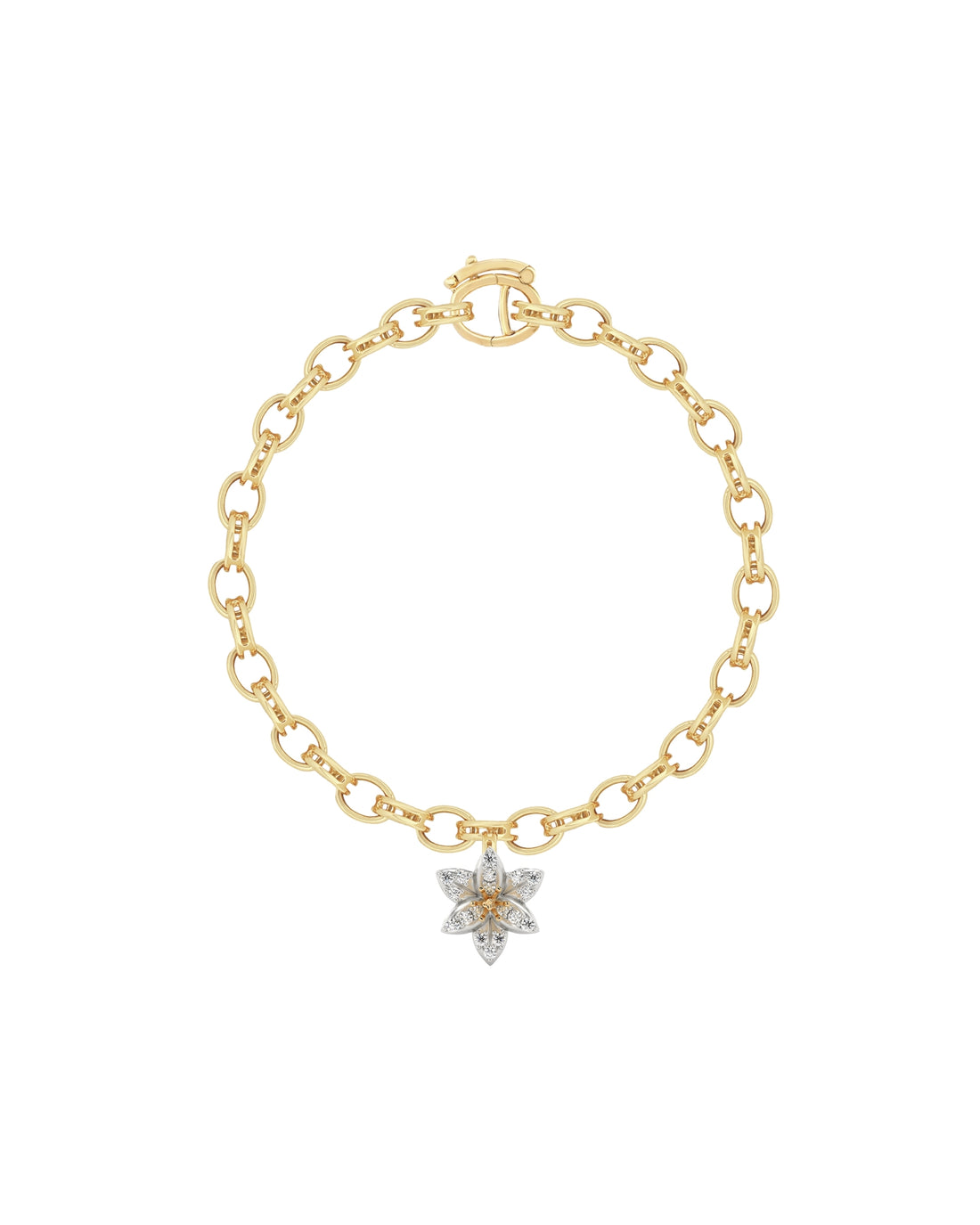 Flora Maxi Lily Pavé Diamond Charm Bracelet