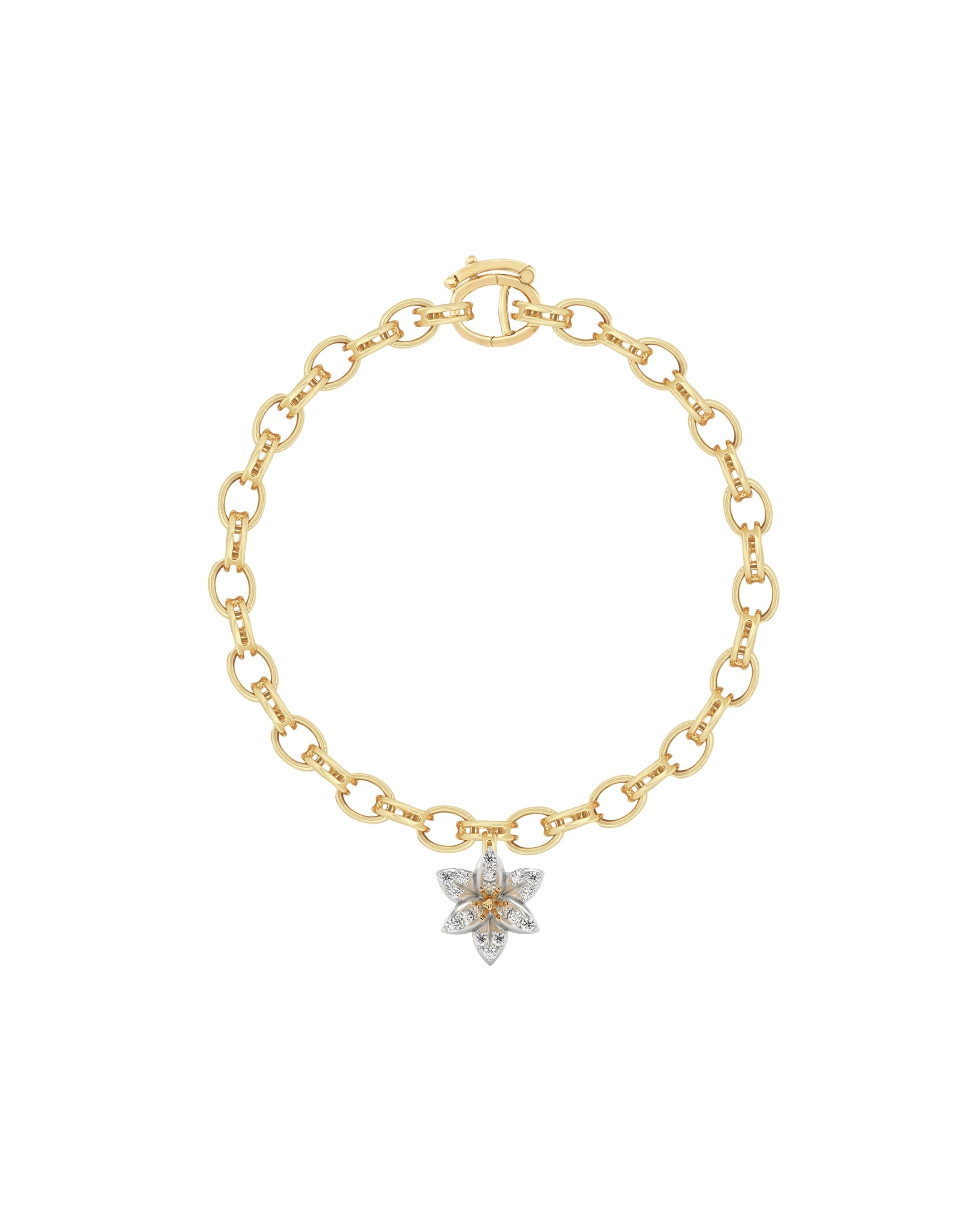 Flora Maxi Lily Pavé Diamond Charm Bracelet