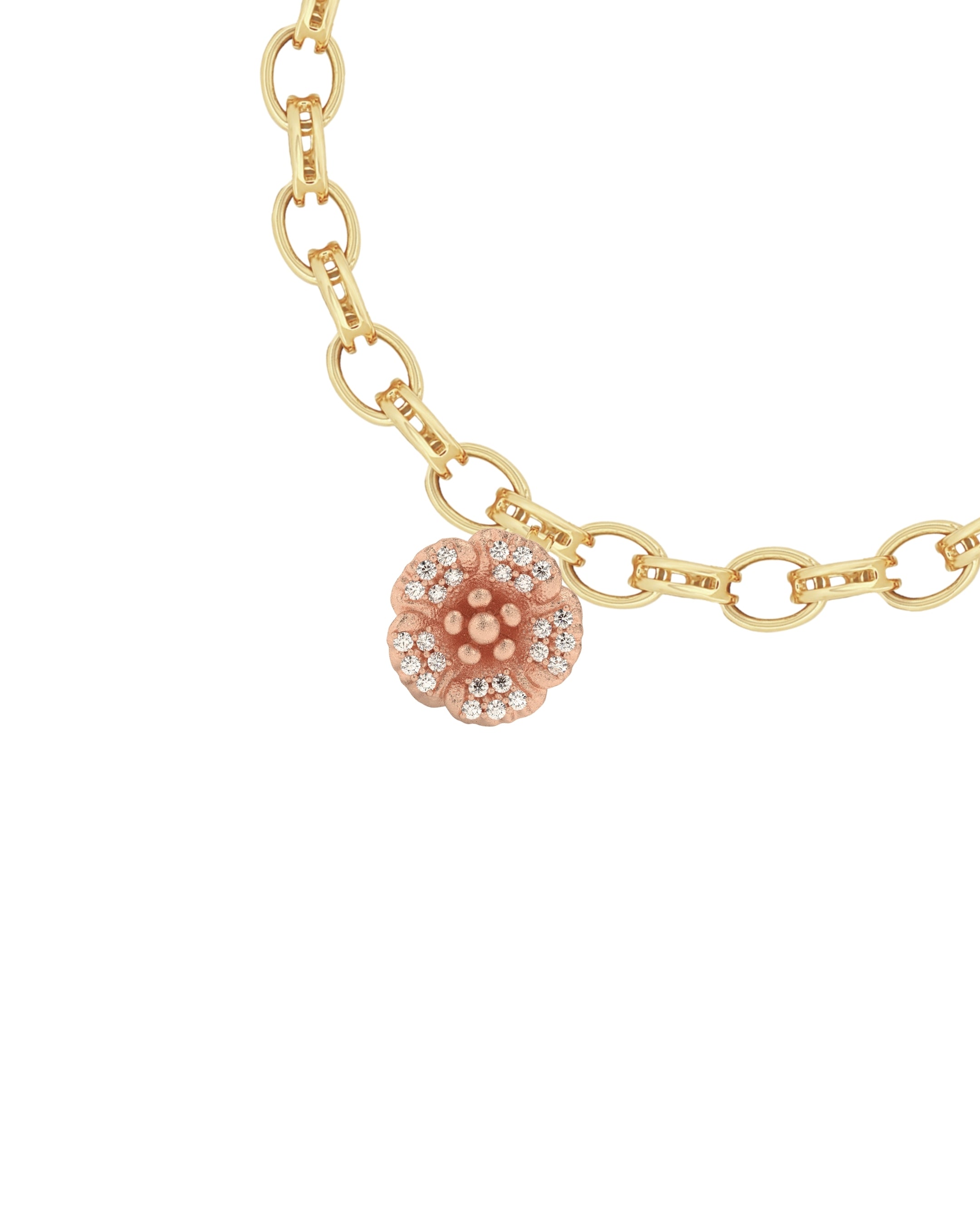 Flora Maxi Petunia Pavé Diamond Charm Bracelet
