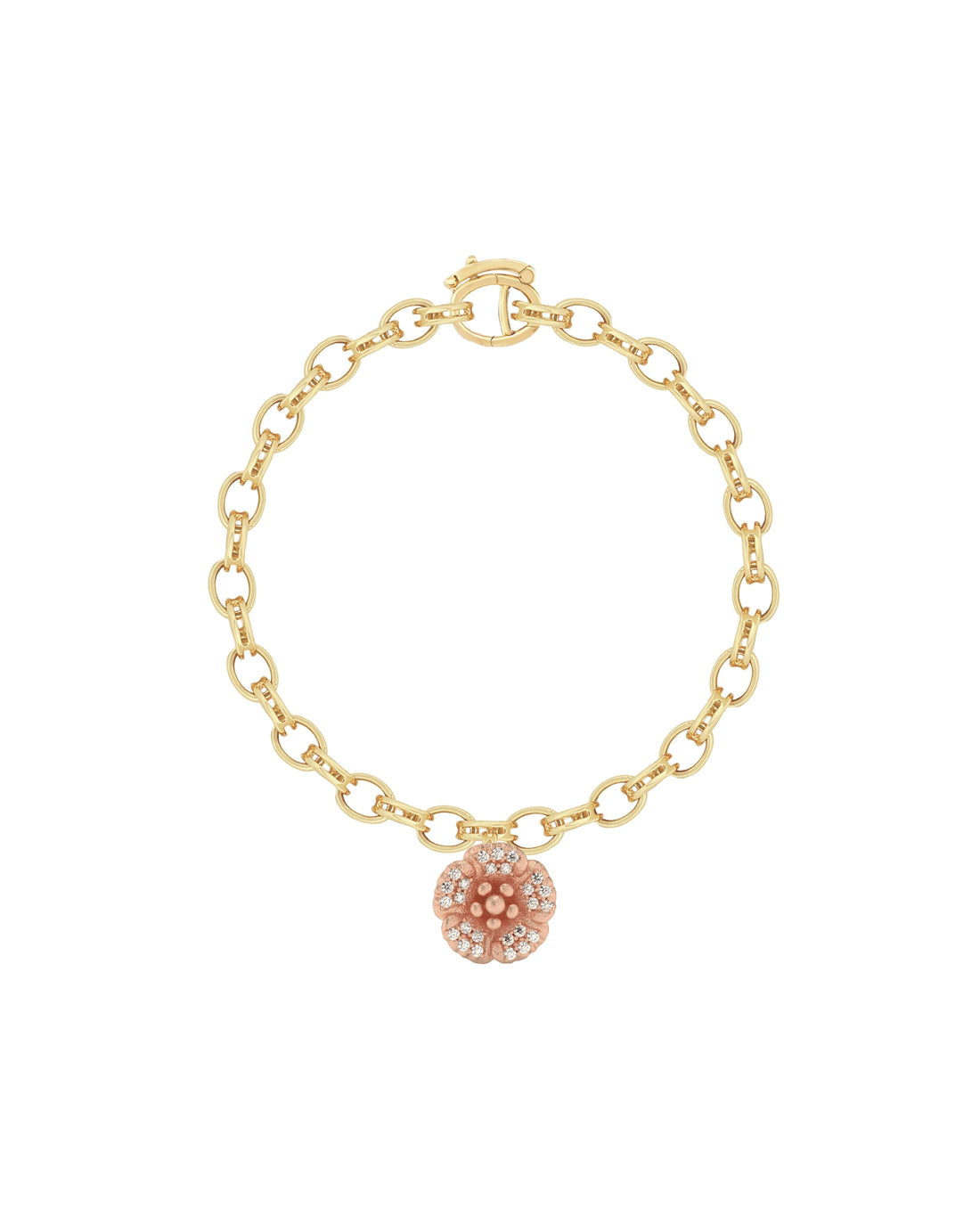 Flora Maxi Petunia Pavé Diamond Charm Bracelet
