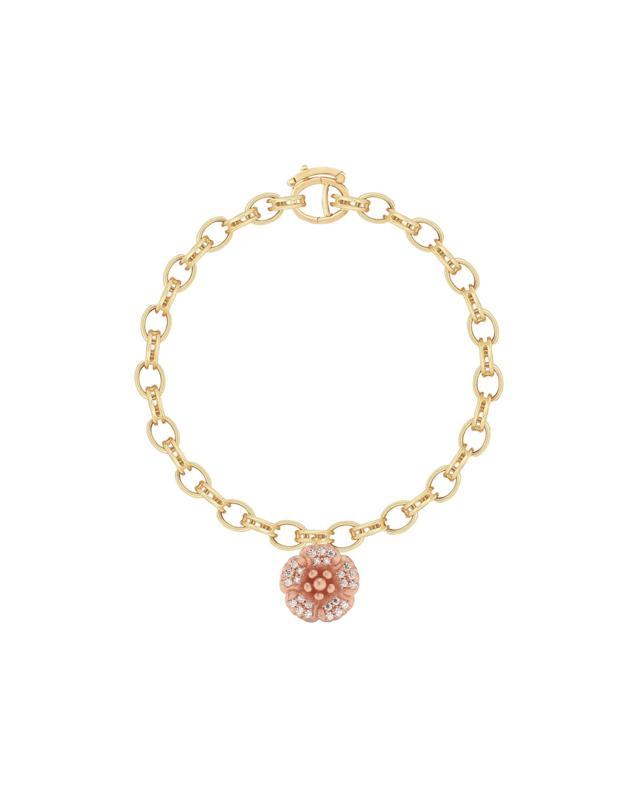 Flora Maxi Petunia Pavé Diamond Charm Bracelet