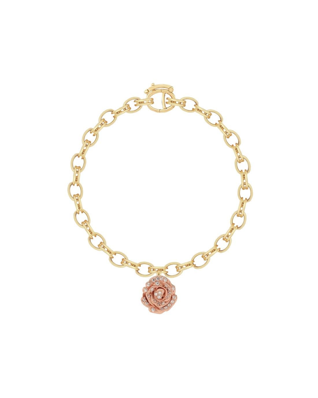 Flora Maxi Rose Pavé Diamond Charm Bracelet