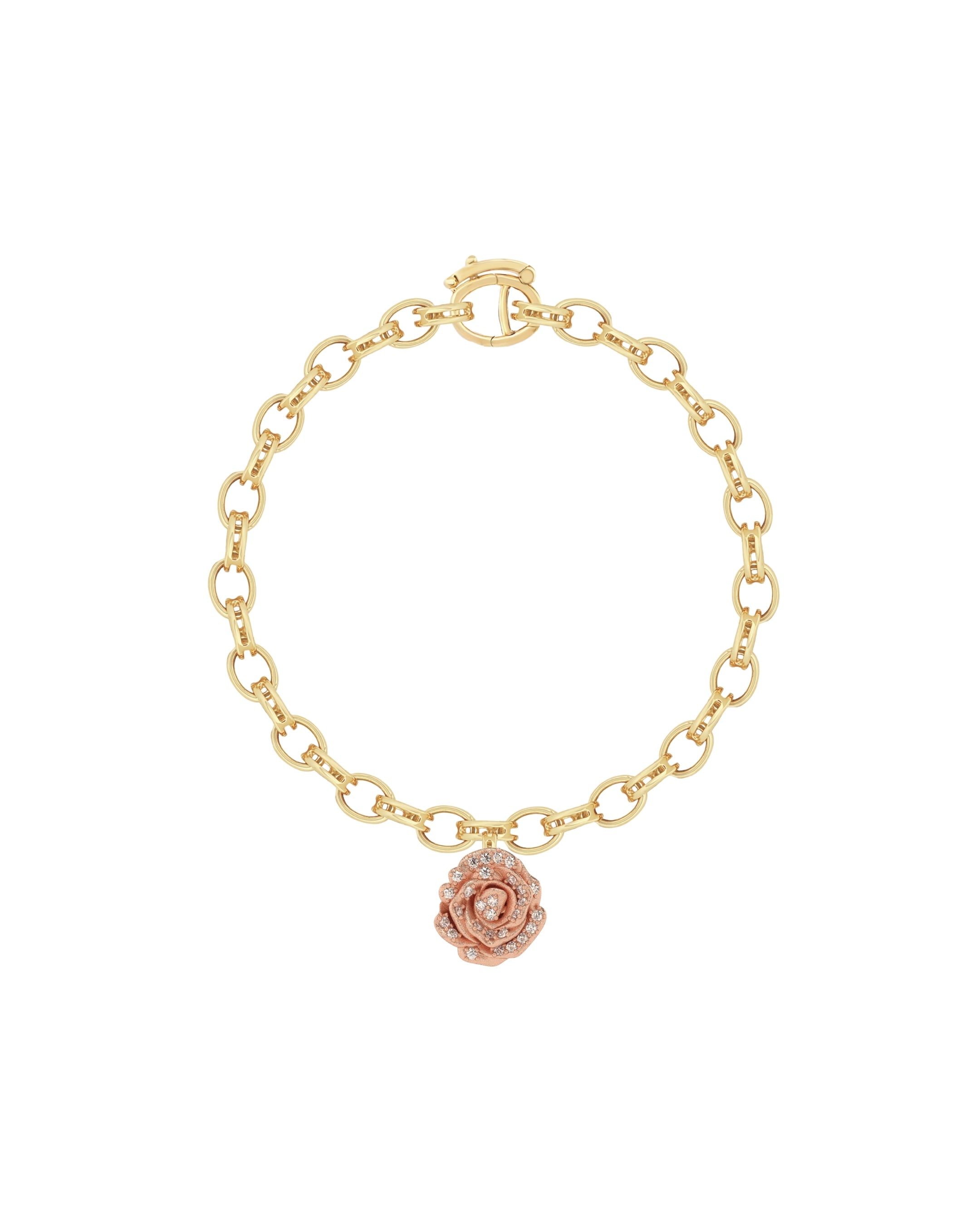 Flora Maxi Rose Pavé Diamond Charm Bracelet