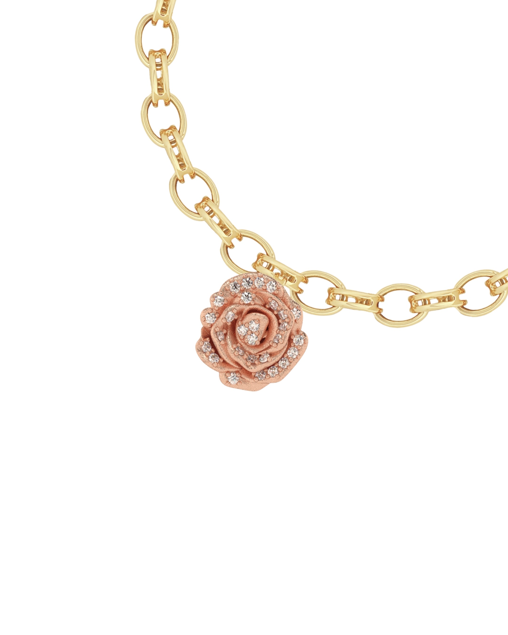 Flora Maxi Rose Pavé Diamond Charm Bracelet