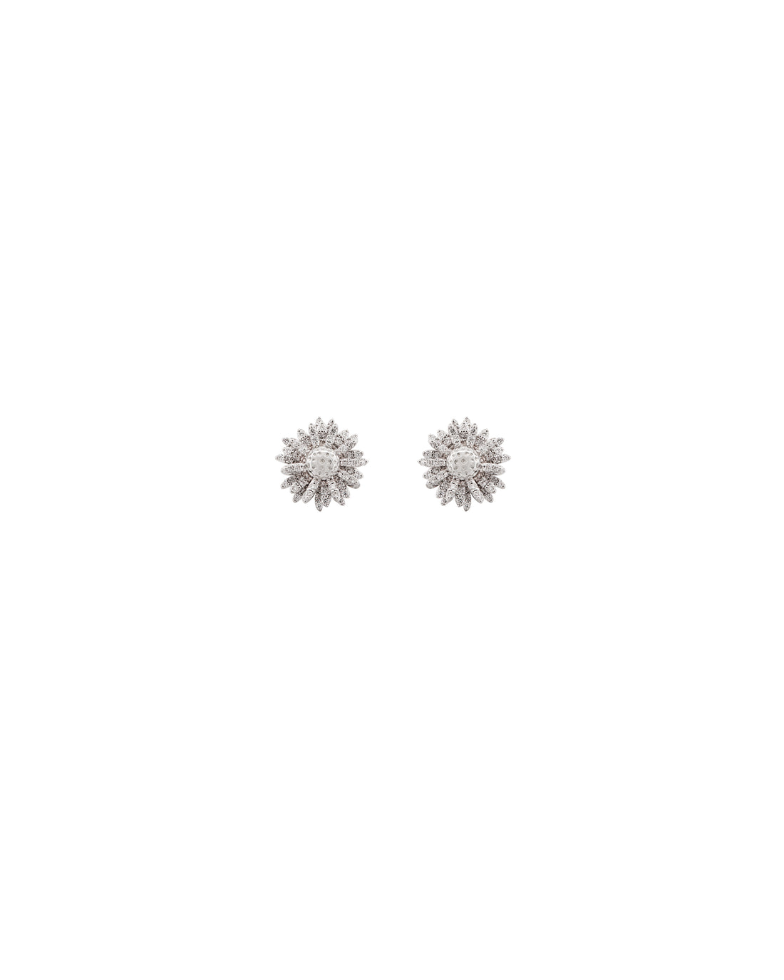 Flora Maxi Daisy Pavé Diamond White Gold Stud Earrings