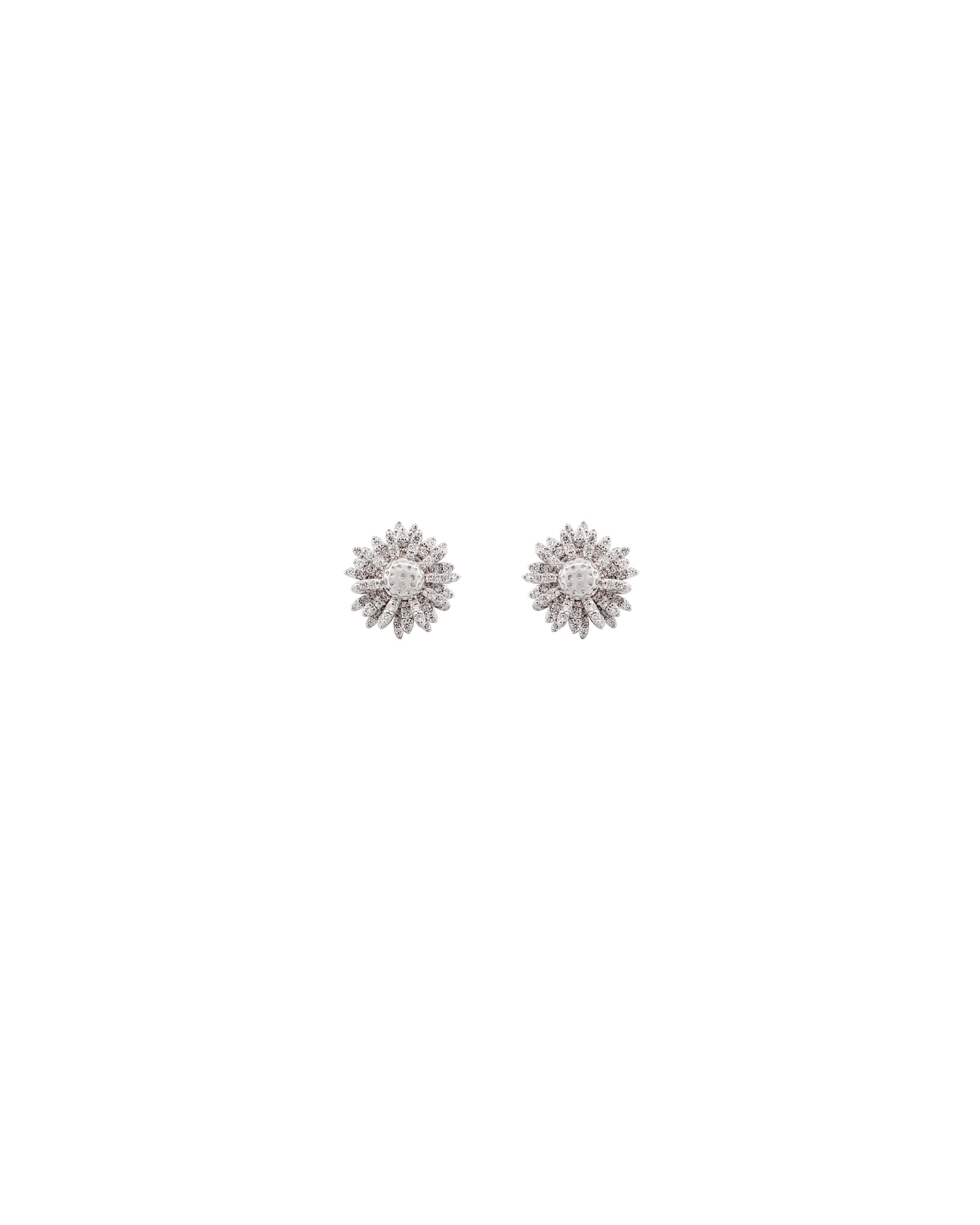 Flora Maxi Daisy Pavé Diamond White Gold Stud Earrings