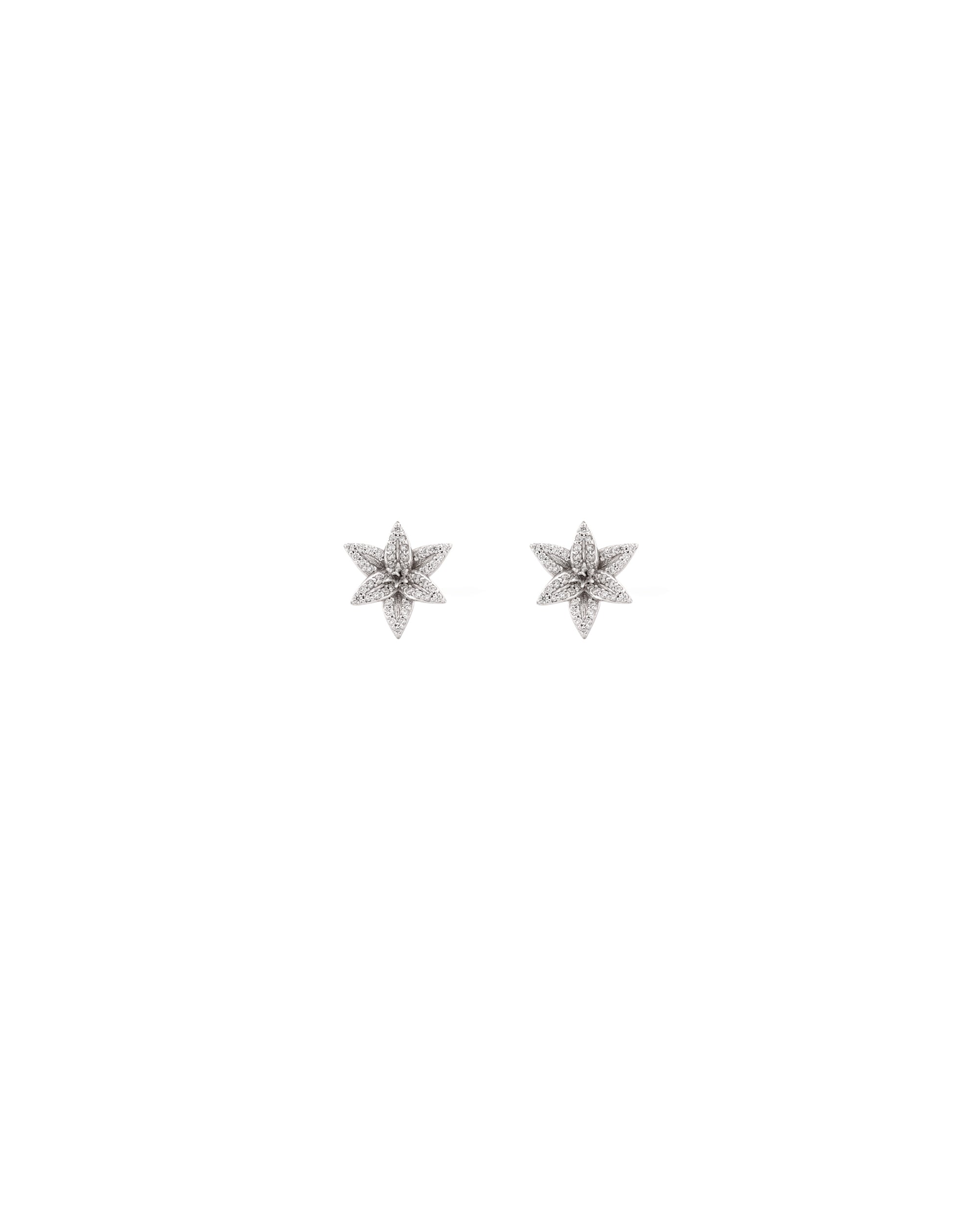 Flora Maxi Lily Pavé Diamond White Gold Stud Earrings