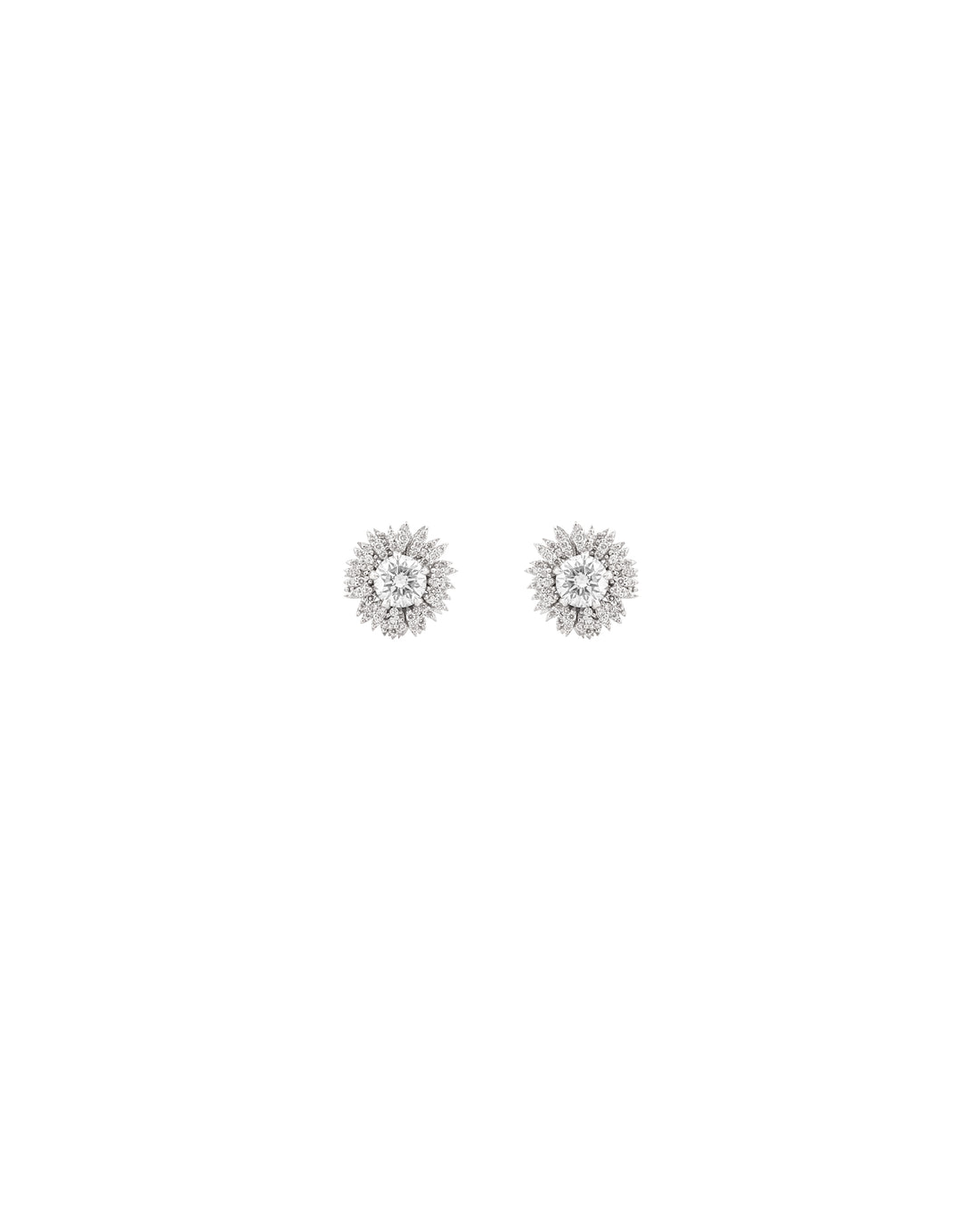 Flora Maxi Sunflower Pavé Diamond White Gold Stud Earrings