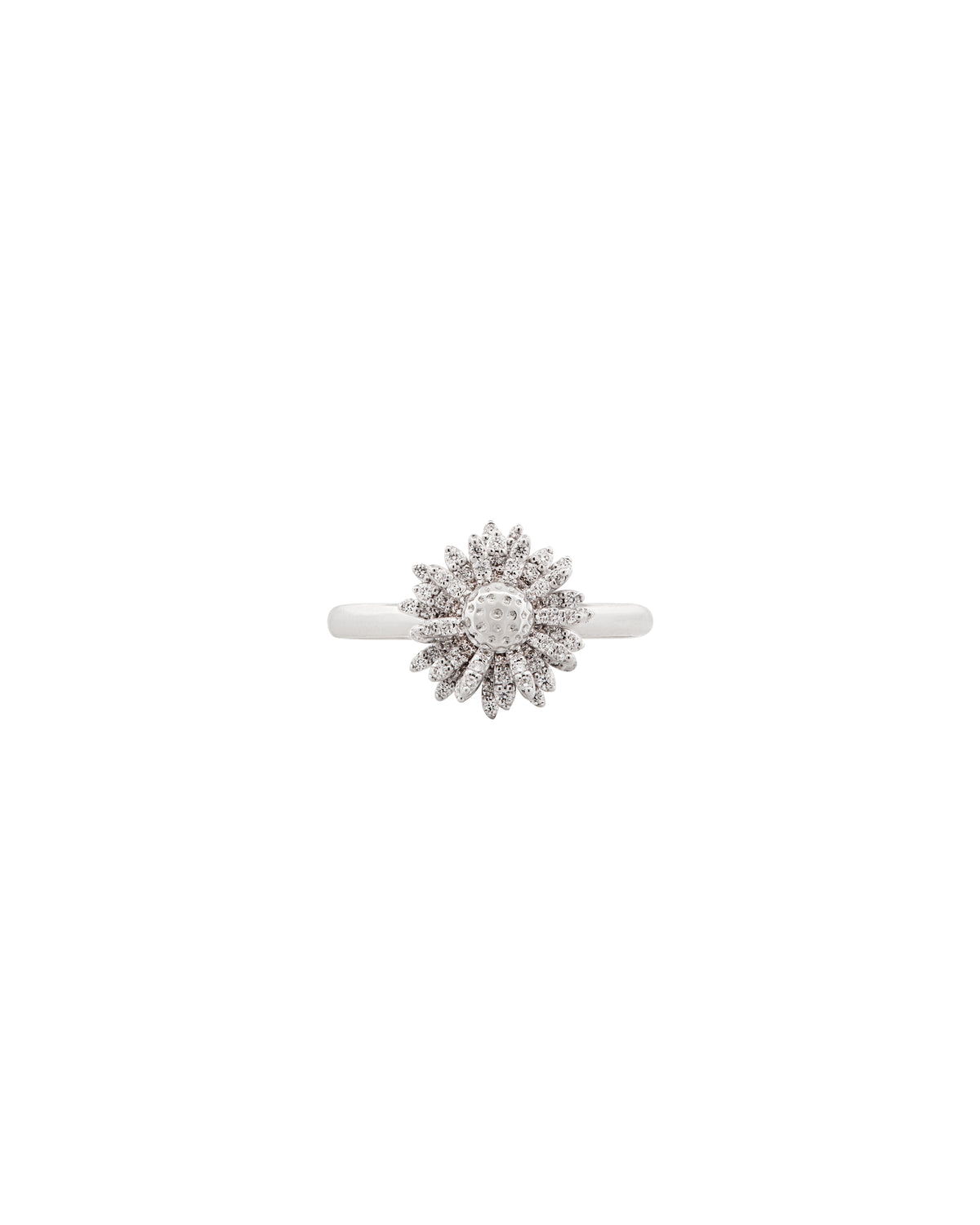 Flora Maxi Daisy Pavé Diamond White Gold Ring