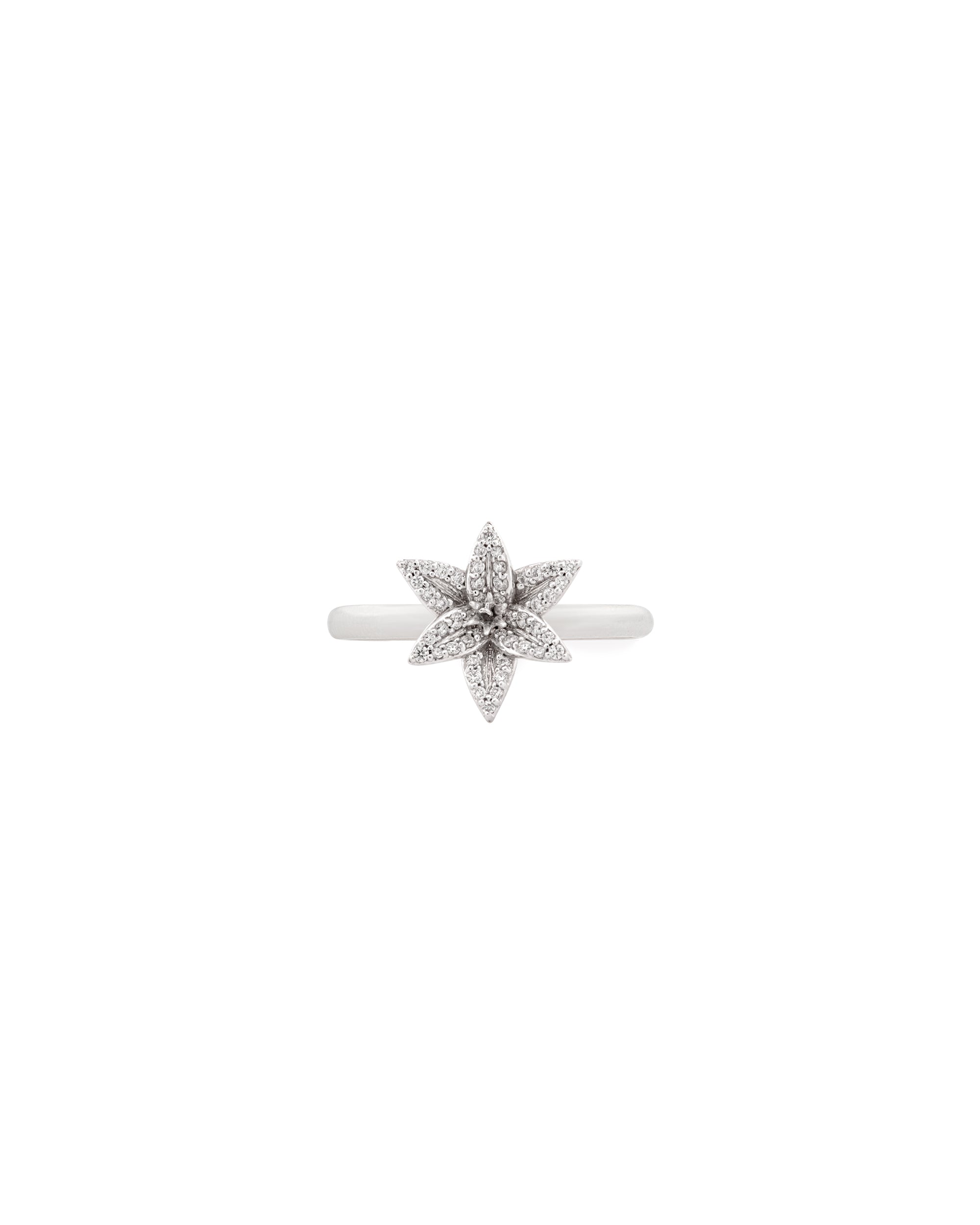 Flora Maxi Lily Pavé Diamond White Gold Ring