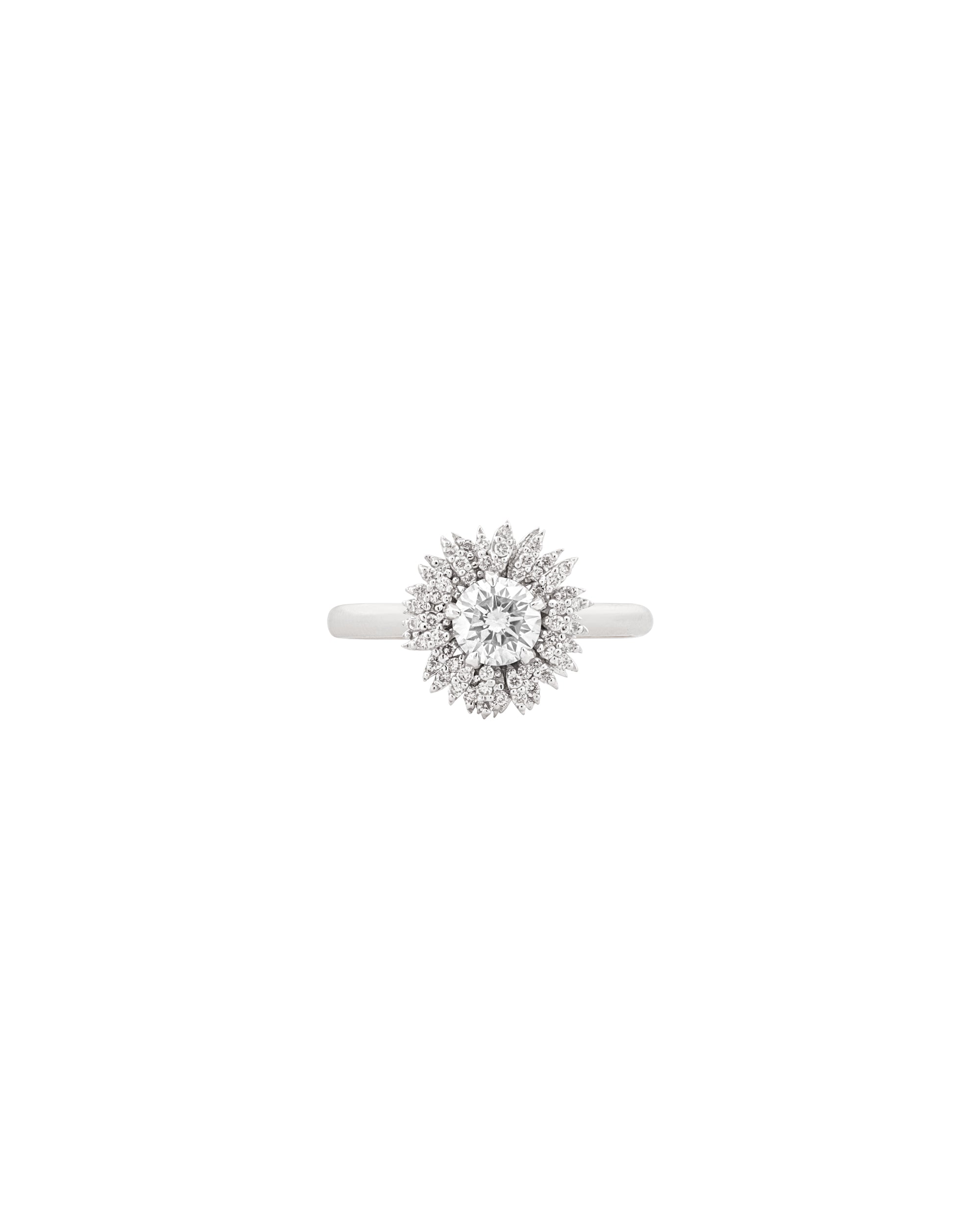 Flora Maxi Sunflower Pavé Diamond White Gold Ring