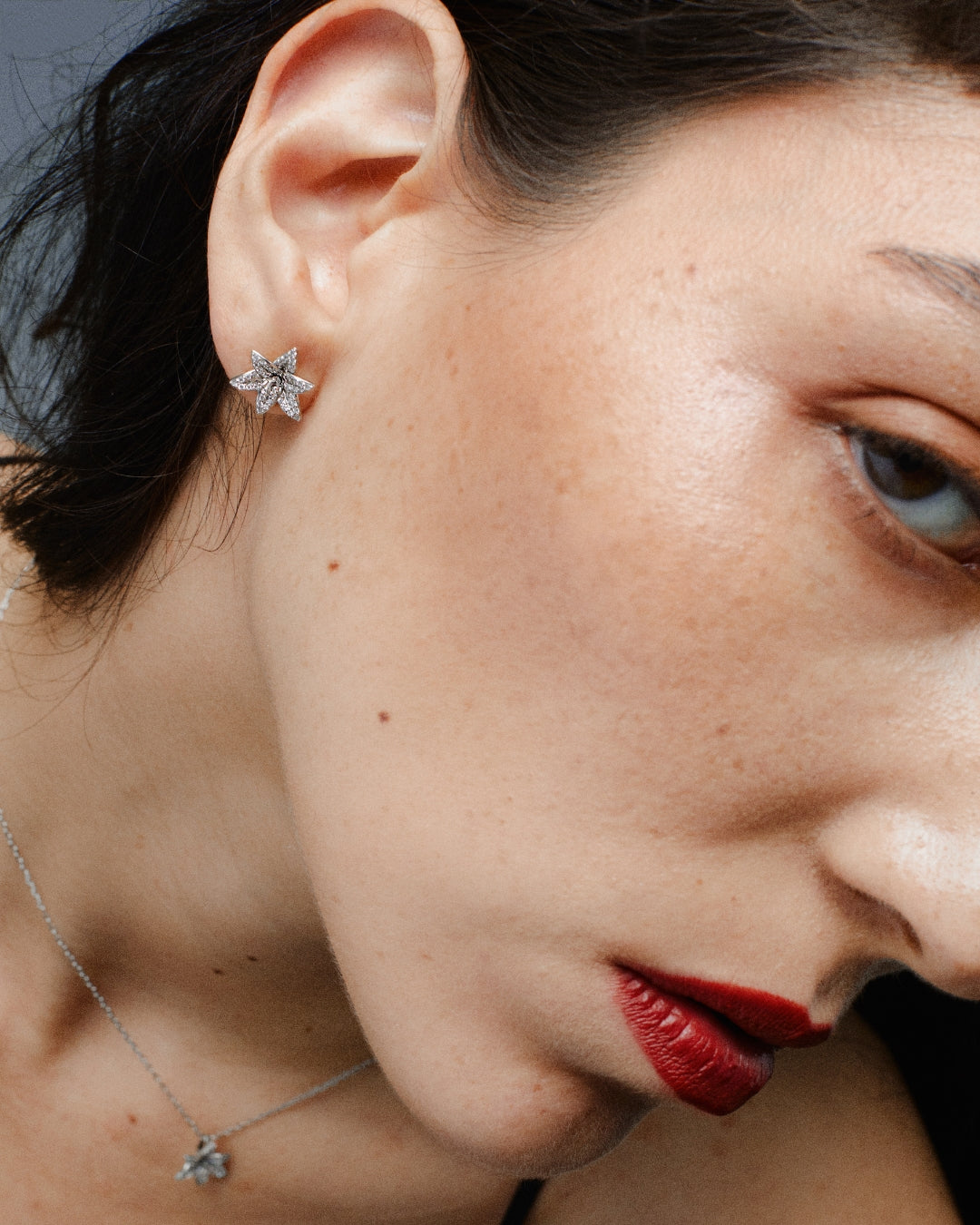 FLORA Pave Diamond Lily Earrings - 18k