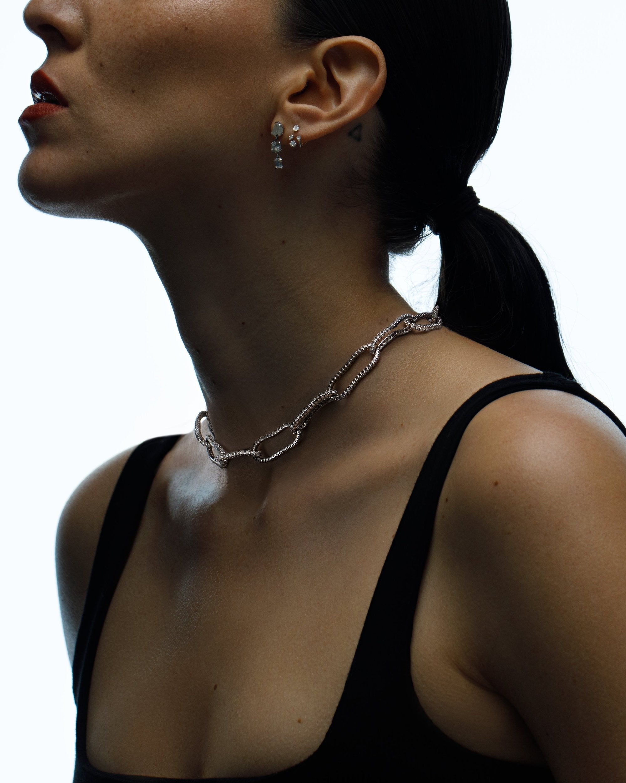 Process Crushed Link Macro Diamond Necklace