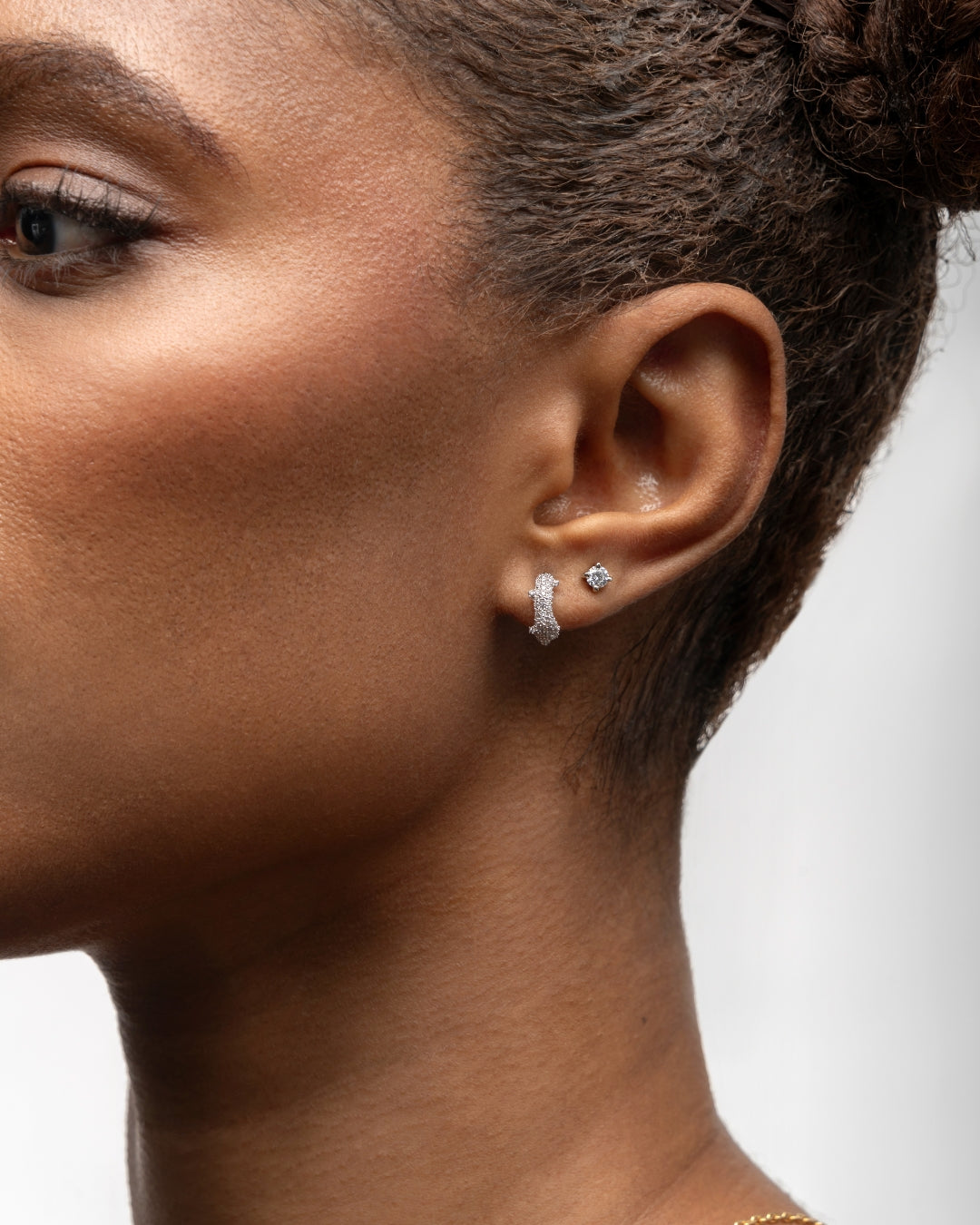 Aura White Diamond Stud Earrings