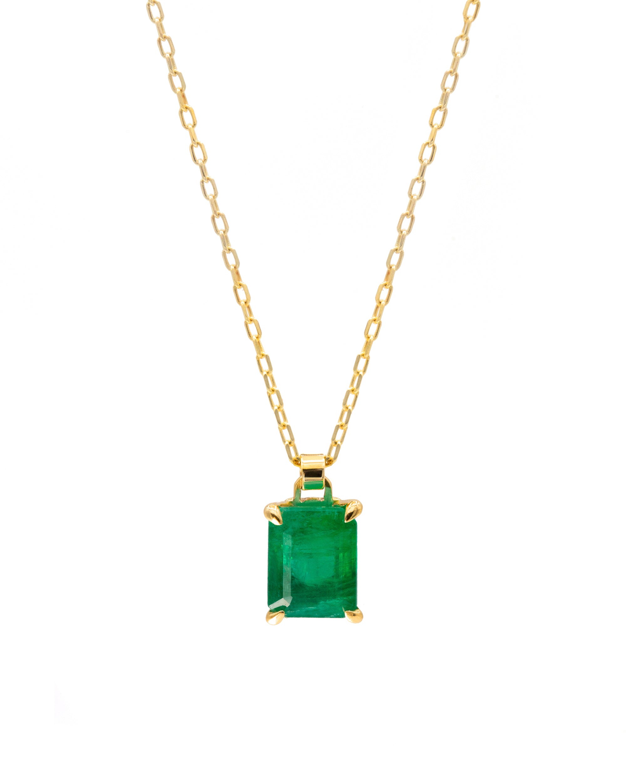 GS-01 18k Gold Emerald Pendant Necklace