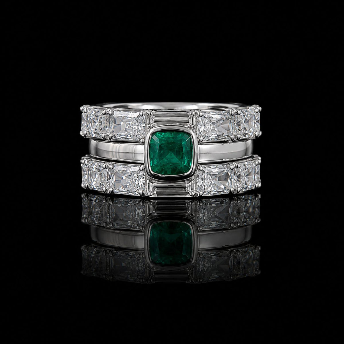 Emerald & Diamond Ring Stack