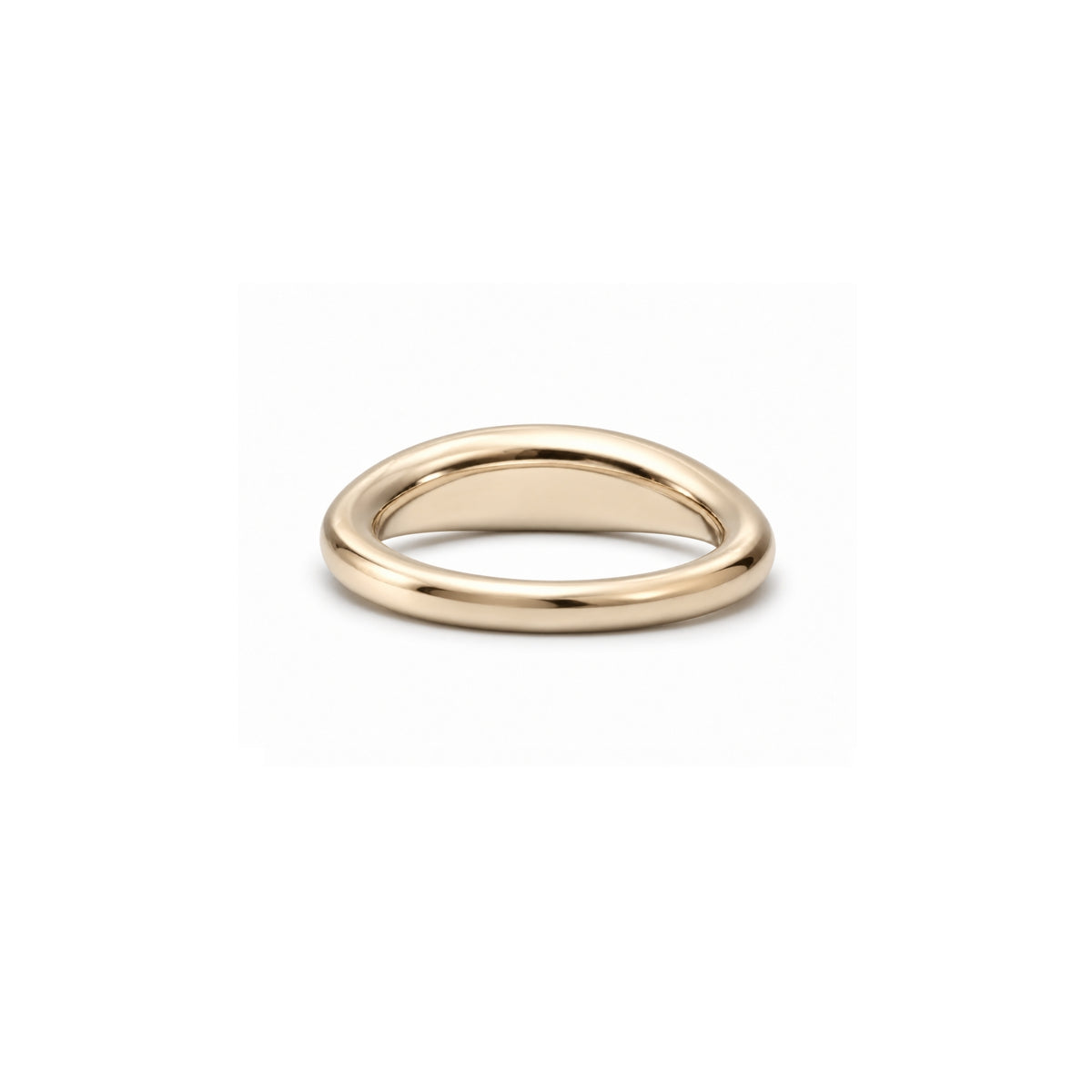 Crushed Signet Ring seen from the reverse, showing the smooth, rounded band and the open interior of the ring