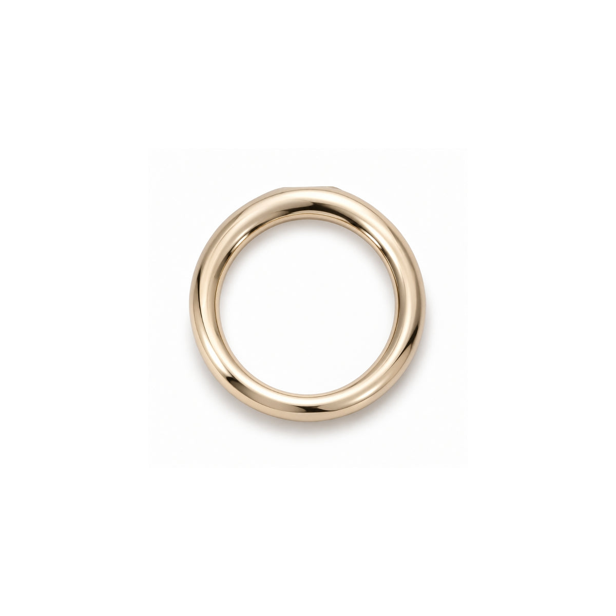 Crushed Signet Ring viewed from above, highlighting the continuous, rounded circle of the band