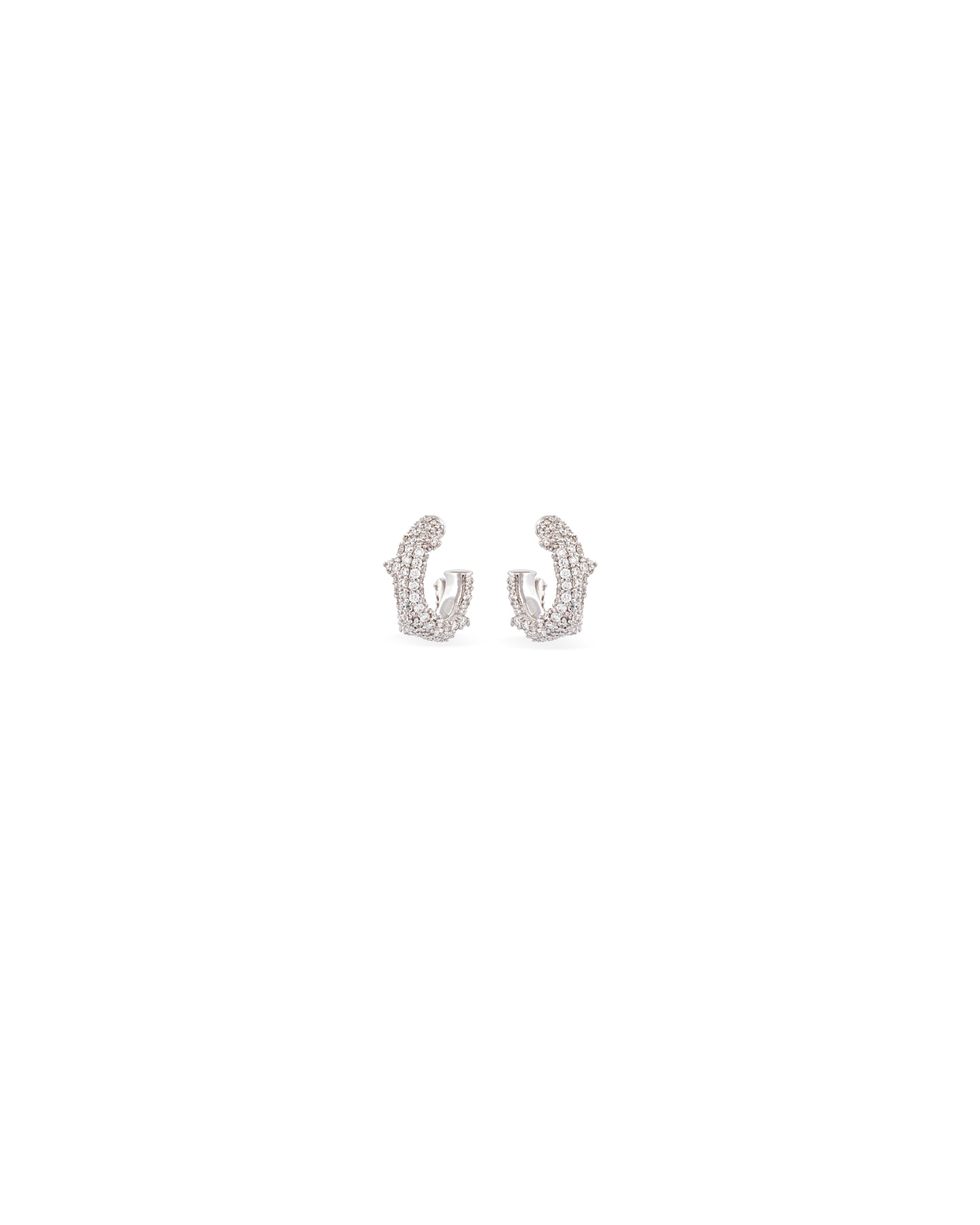 Flora Spina Nano Pavé Diamond White Gold Earrings